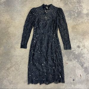 Vintage Jessica Mcclintock 80s Sequin Lace Dress